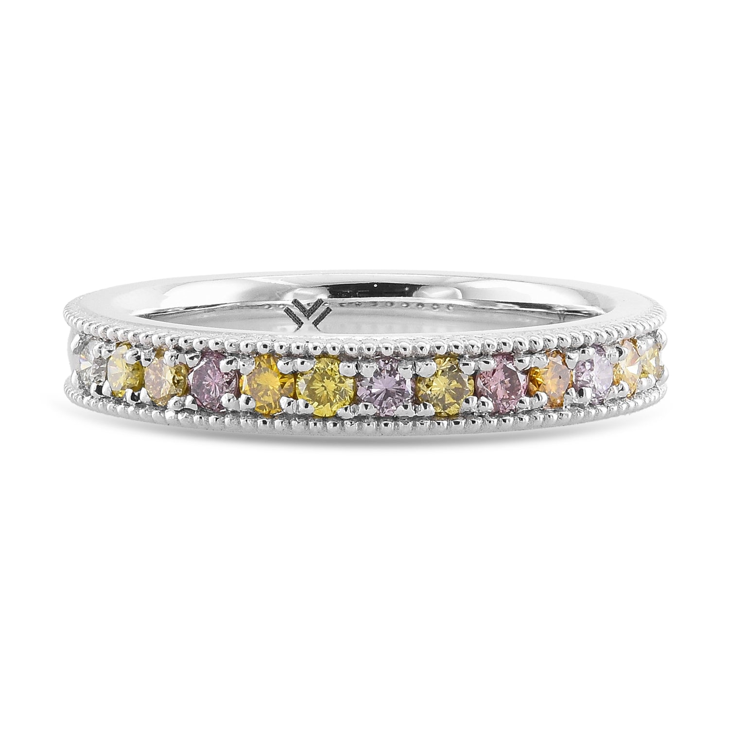 Milgrain Multicolored Diamond Stackable Band Ring