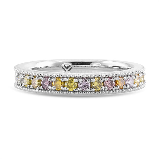 Milgrain Multicolored Diamond Stackable Band Ring