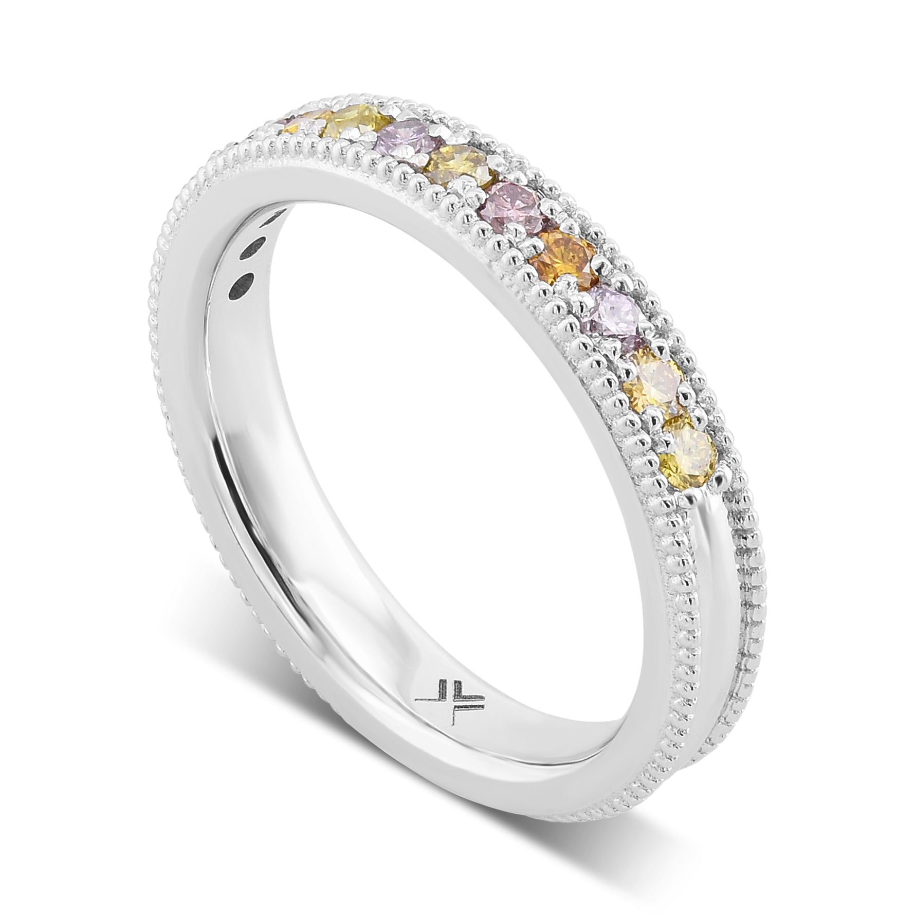 Milgrain Multicolored Diamond Stackable Band Ring