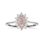 Very Light Pink Oval Diamond Halo Ring
