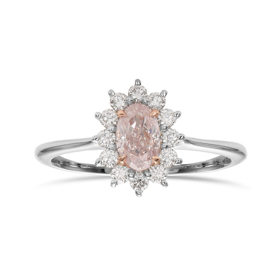 Very Light Pink Oval Diamond Halo Ring
