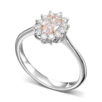 Very Light Pink Oval Diamond Halo Ring