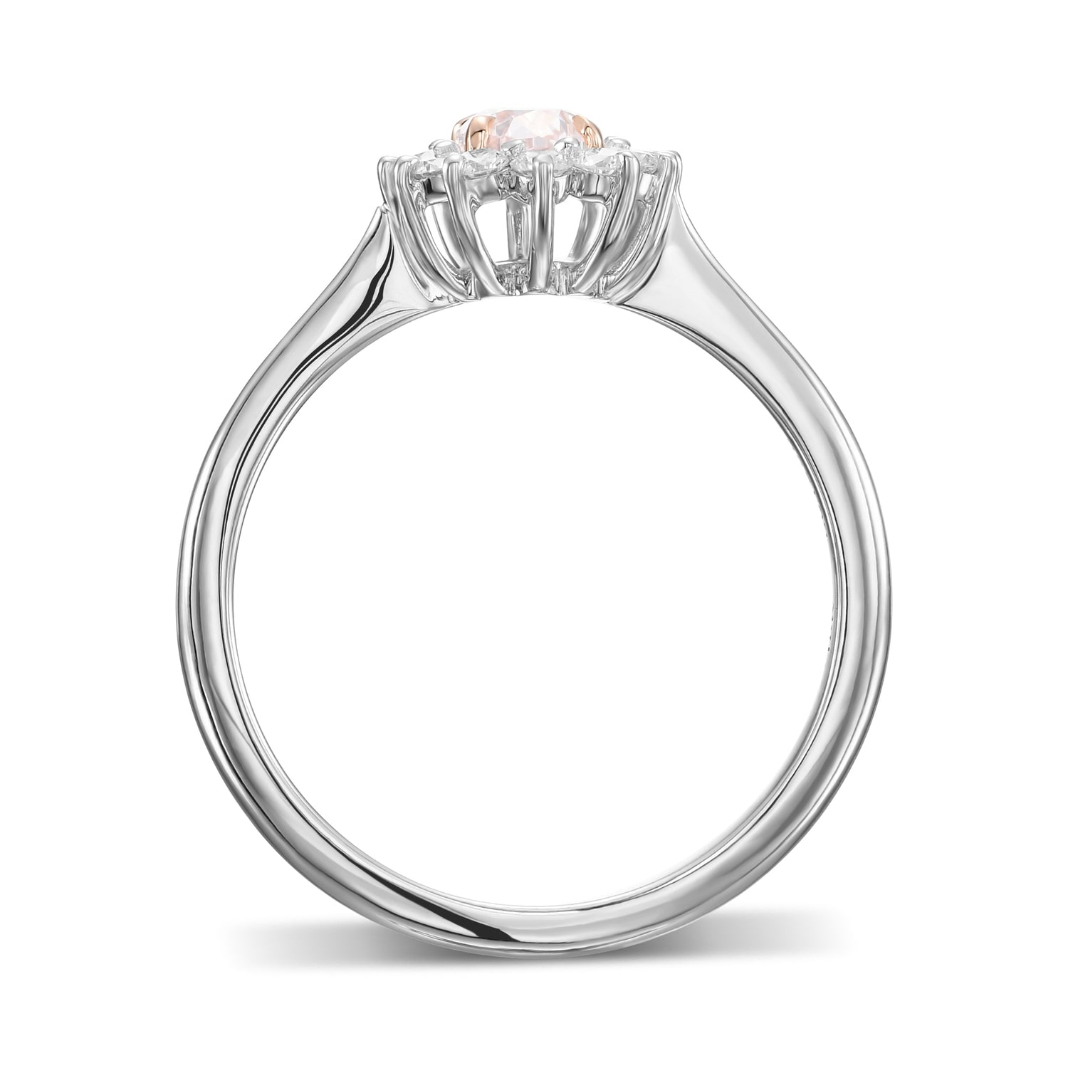 Very Light Pink Oval Diamond Halo Ring