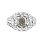 Fancy Light Gray Cushion & Colorless Heart Diamond Halo Ring