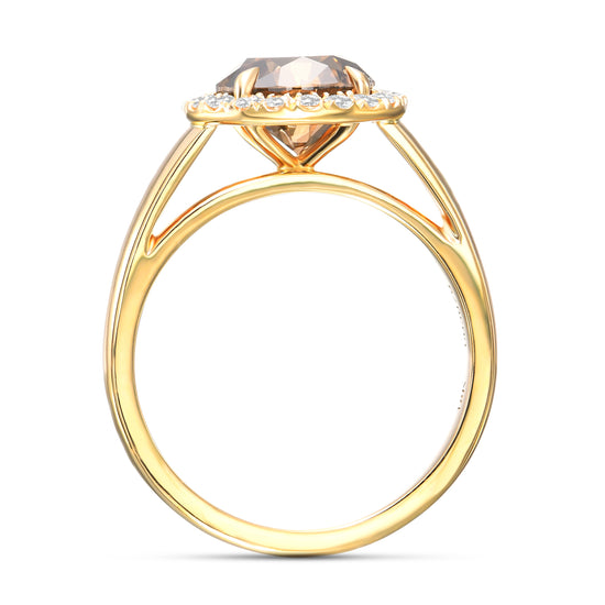 Round Fancy Dark Yellowish Brown Halo Diamond Ring