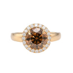 Round Fancy Dark Yellowish Brown Halo Diamond Ring