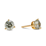 Chameleon Round Diamond Three Prong Stud Earrings