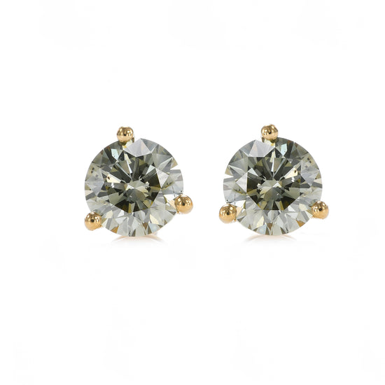 Chameleon Round Diamond Three Prong Stud Earrings