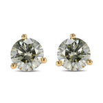 Chameleon Round Diamond Three Prong Stud Earrings