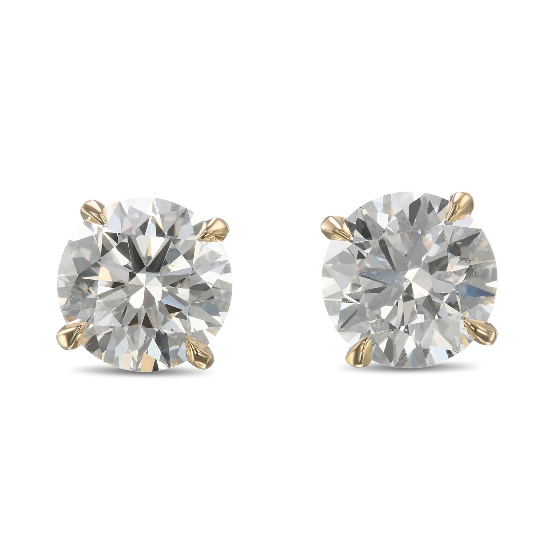 Round Diamond Four Prong Stud Earrings