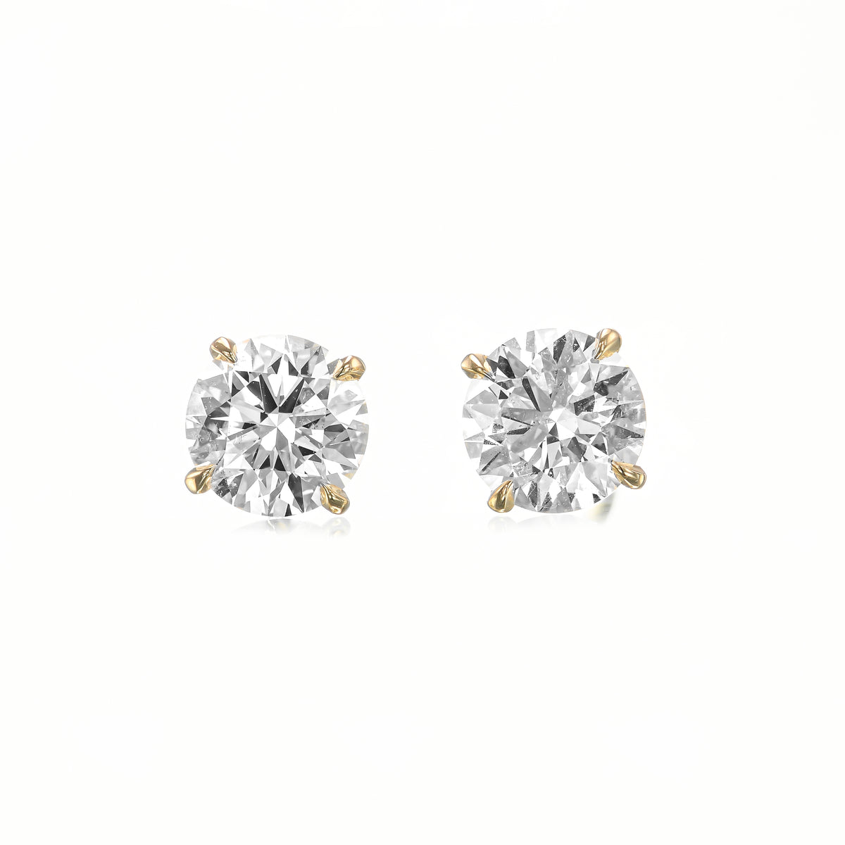 Round Diamond Four Prong Stud Earrings