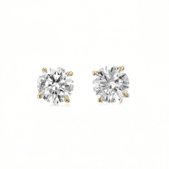 Round Diamond Four Prong Stud Earrings