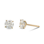 Round Diamond Four Prong Stud Earrings