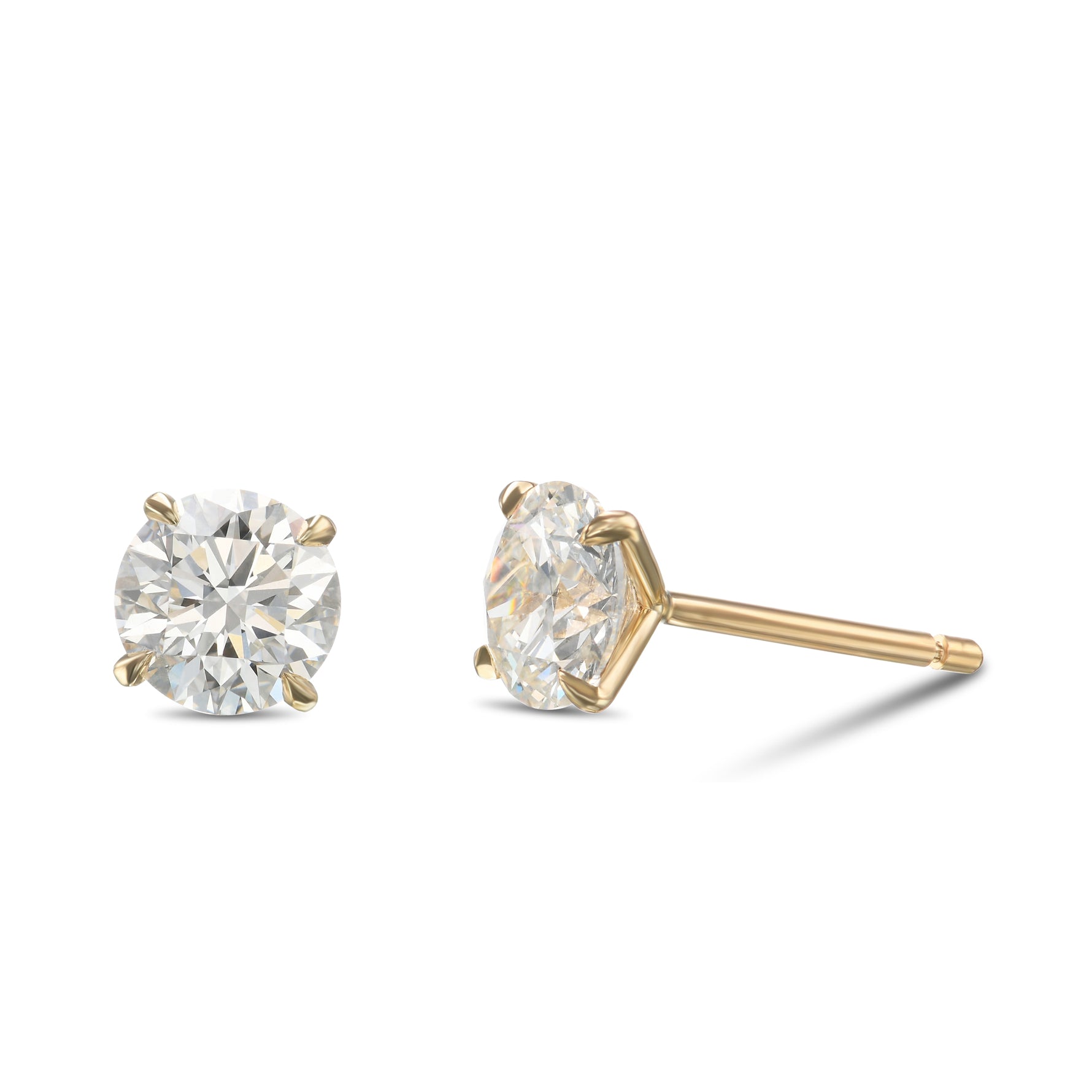 Round Diamond Four Prong Stud Earrings