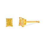 Fancy Intense Yellow Radiant Diamond Stud Earrings