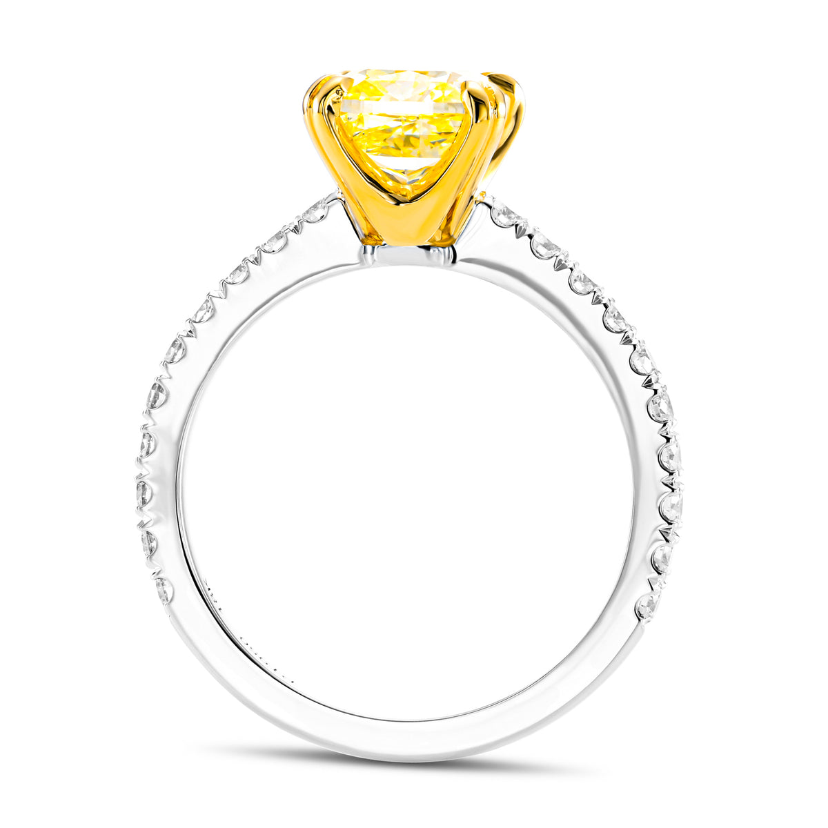 Fancy Yellow Cushion, Open Pave Diamond Engagement & Wedding Set