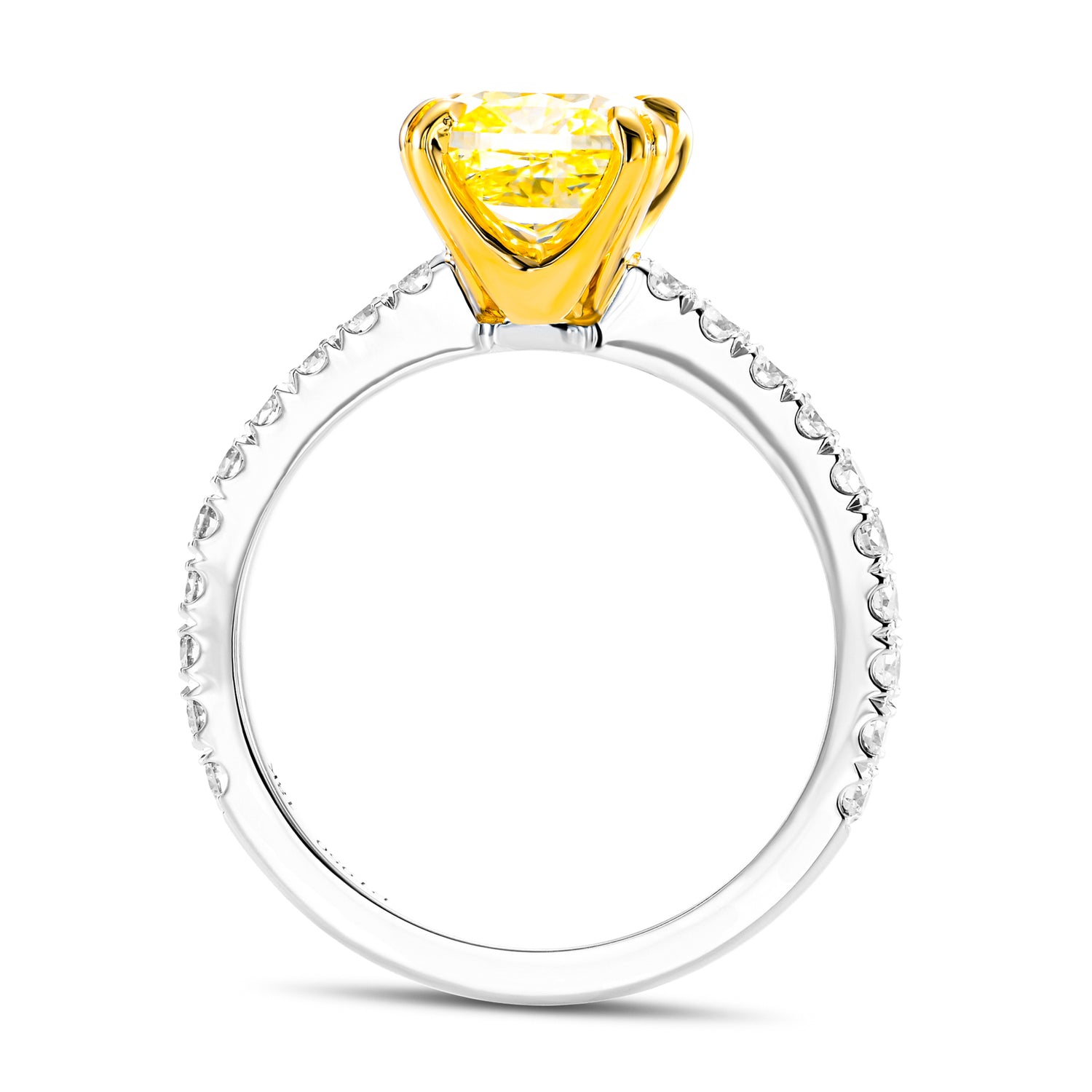 Fancy Yellow Cushion, Open Pave Diamond Engagement & Wedding Set
