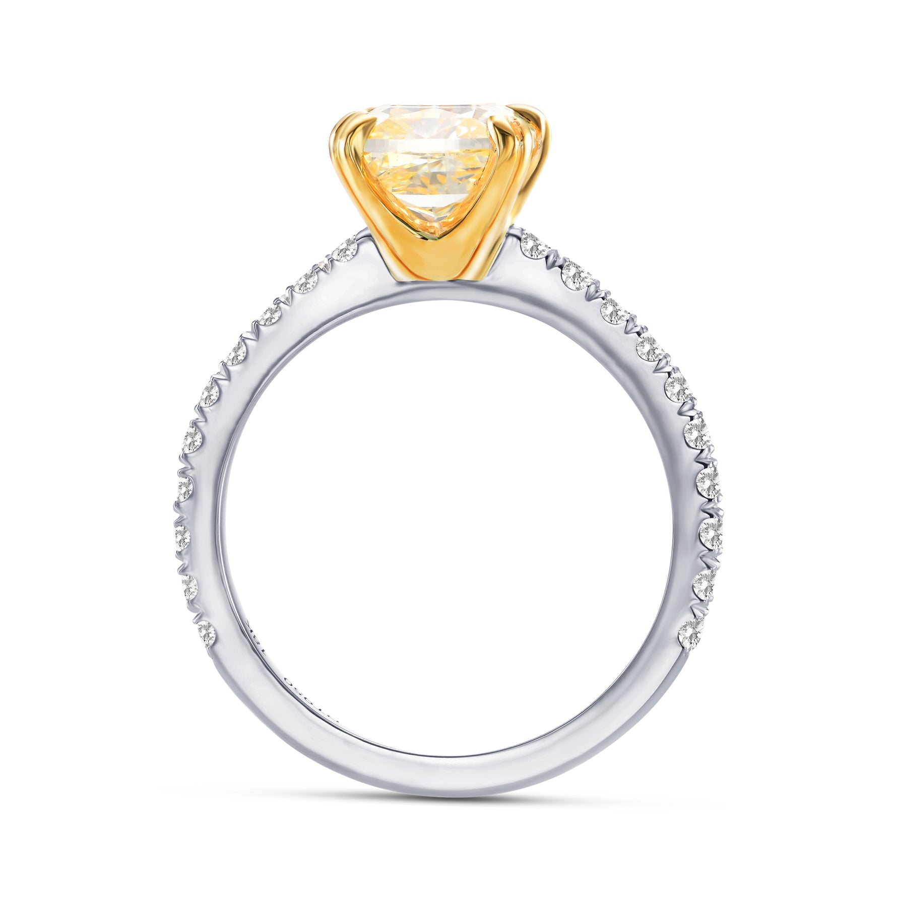Fancy Yellow Cushion, Open Pave Diamond Engagement & Wedding Set