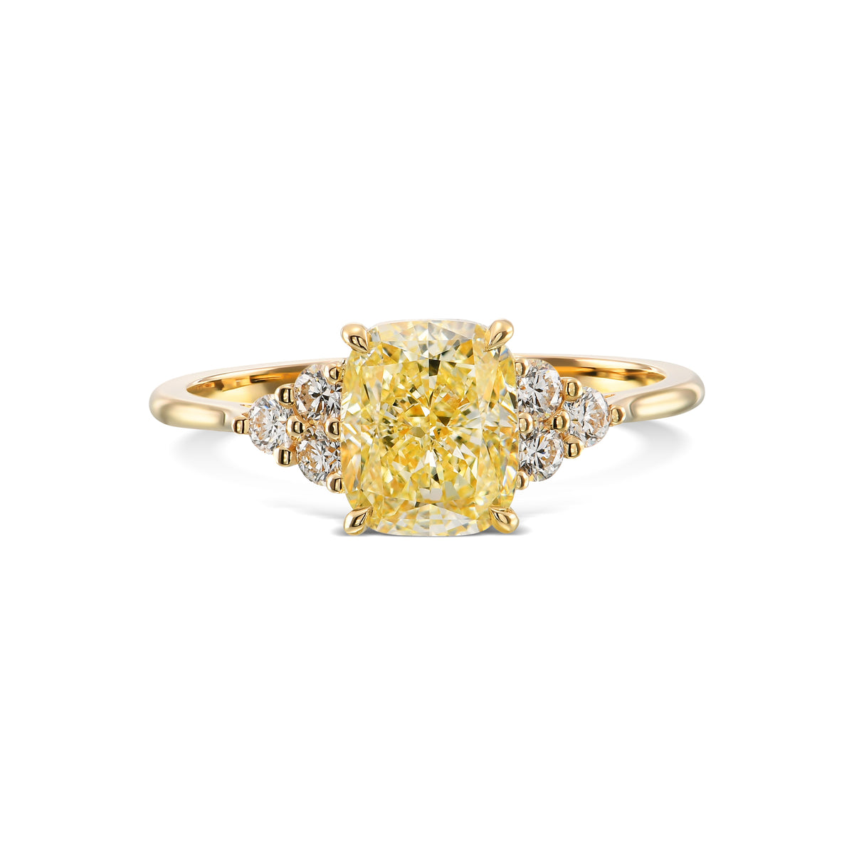 Fancy Light Yellow Cushion, Accented Diamond Ring
