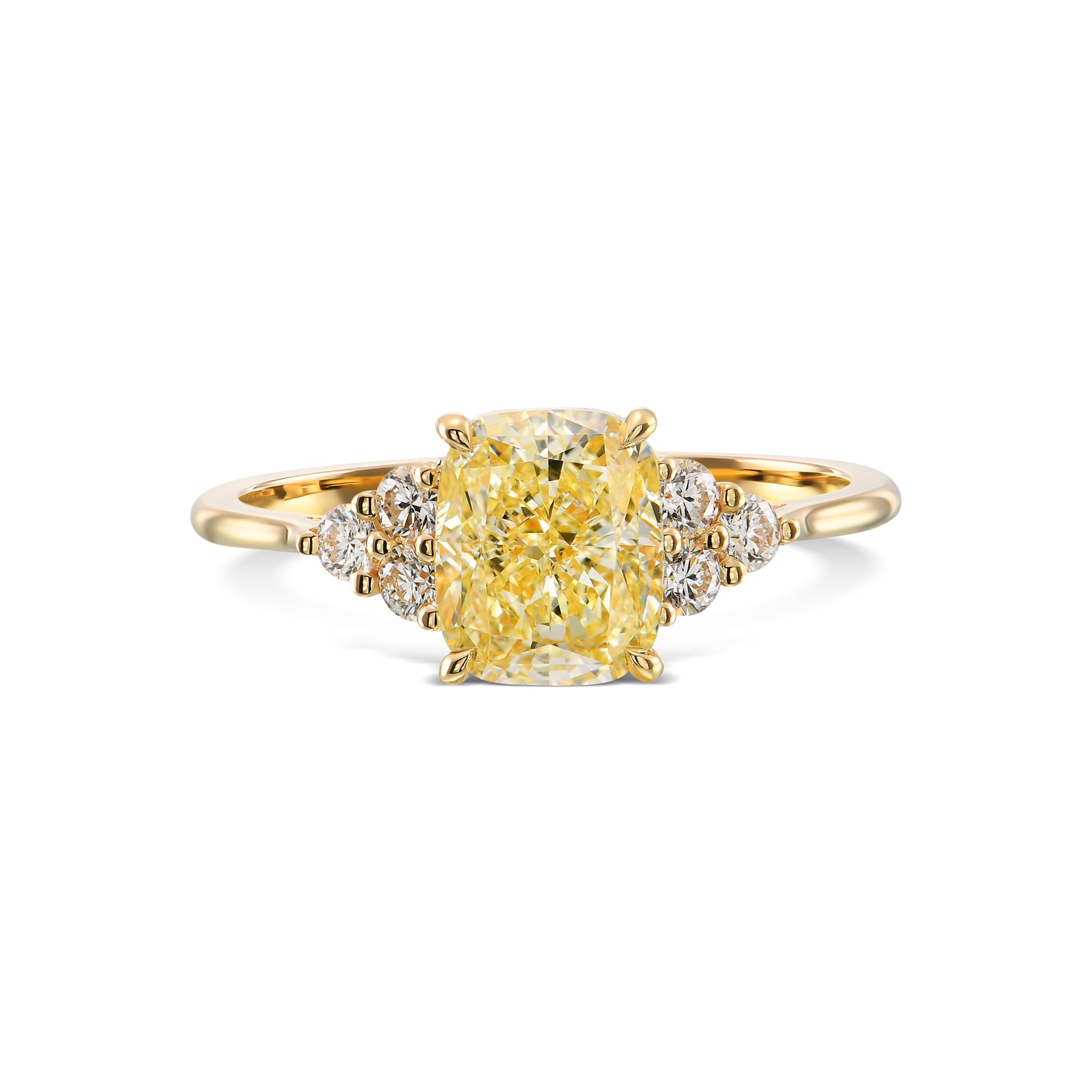 Fancy Light Yellow Cushion, Accented Diamond Ring
