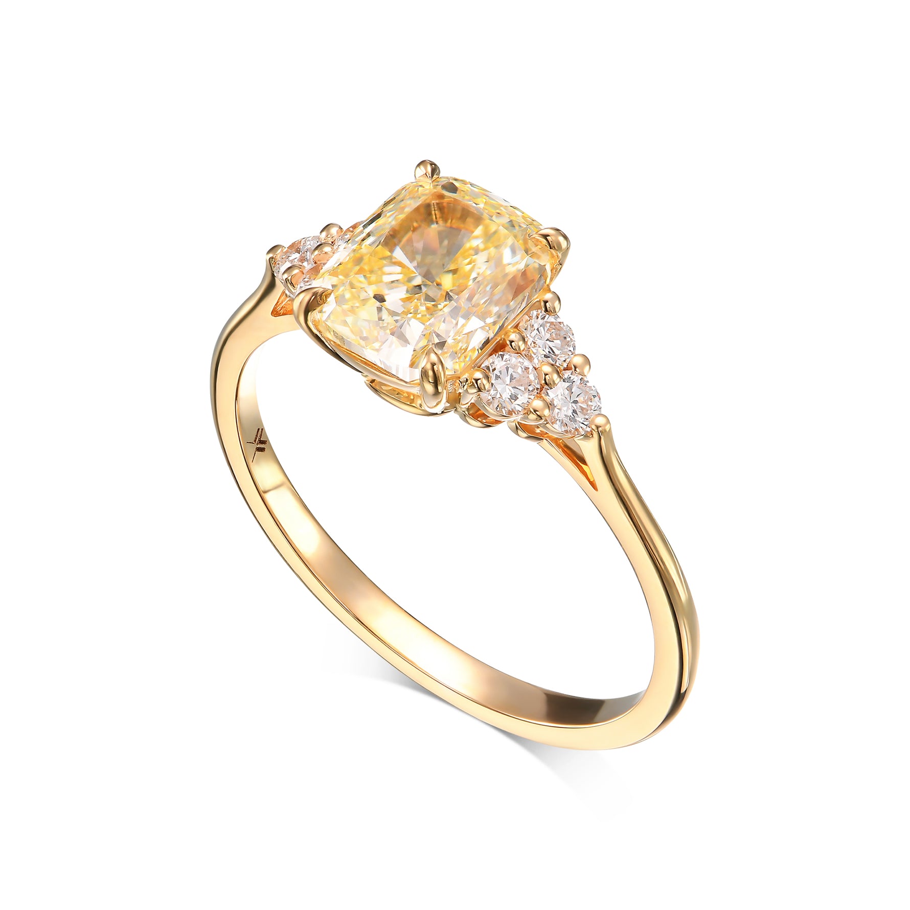 Fancy Light Yellow Cushion, Accented Diamond Ring