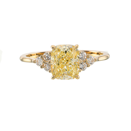 Fancy Light Yellow Cushion, Accented Diamond Ring