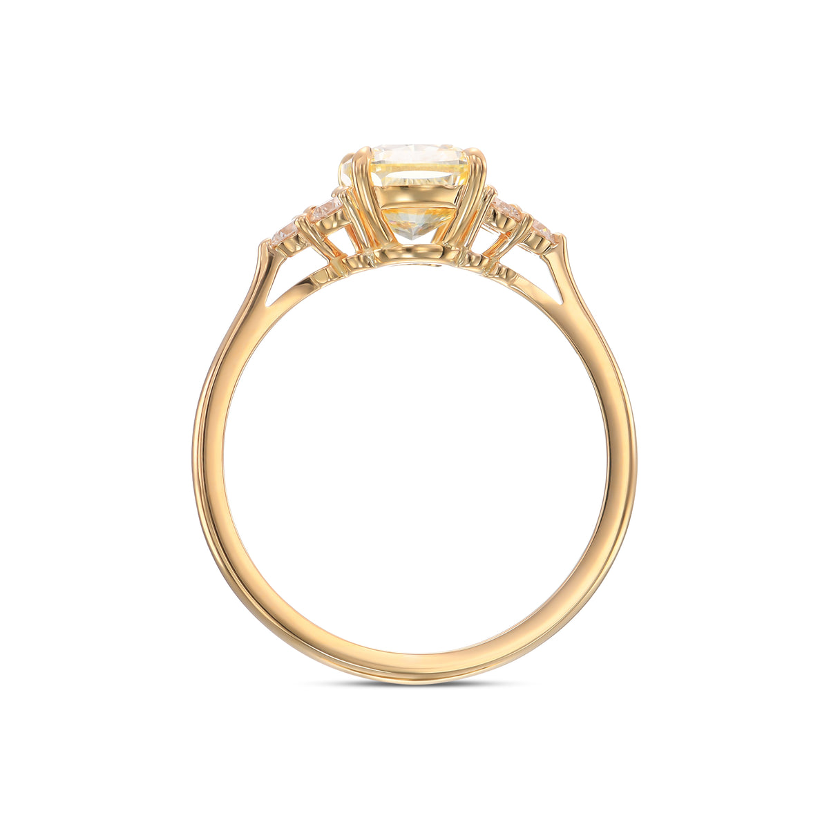 Fancy Light Yellow Cushion, Accented Diamond Ring