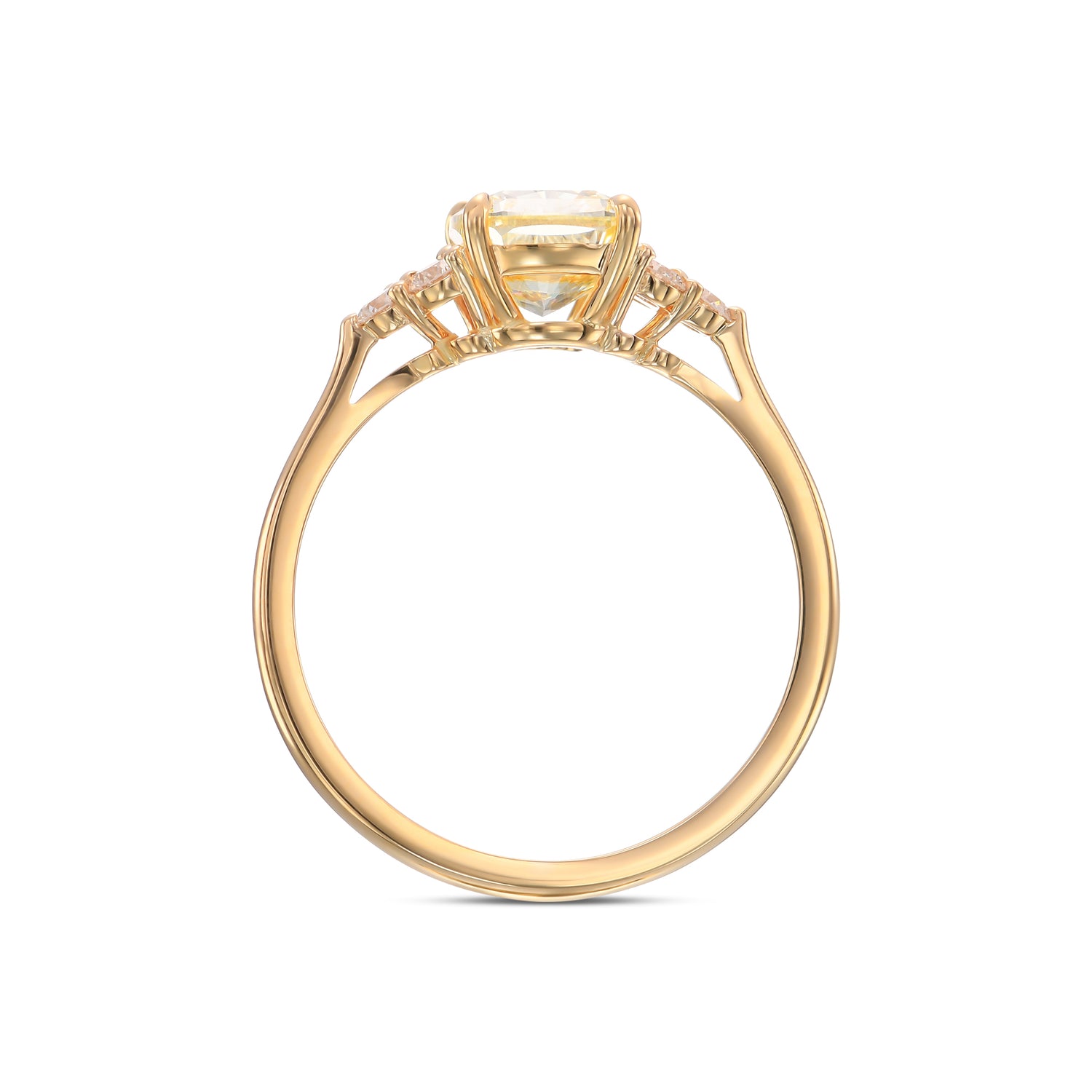 Fancy Light Yellow Cushion, Accented Diamond Ring