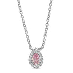 Fancy Pink Pear Halo Diamond Pendant