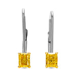 Fancy Intense Yellow Radiant Diamond Drop Earrings