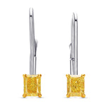 Fancy Intense Yellow Radiant Diamond Drop Earrings