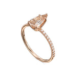 Fancy Yellow Brown Pear Diamond Solitaire Pave Side-stone Ring