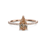 Fancy Yellow Brown Pear Diamond Solitaire Pave Side-stone Ring