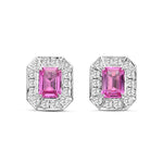 Pink Sapphire and Diamond Halo Earrings