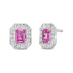 Pink Sapphire and Diamond Halo Earrings
