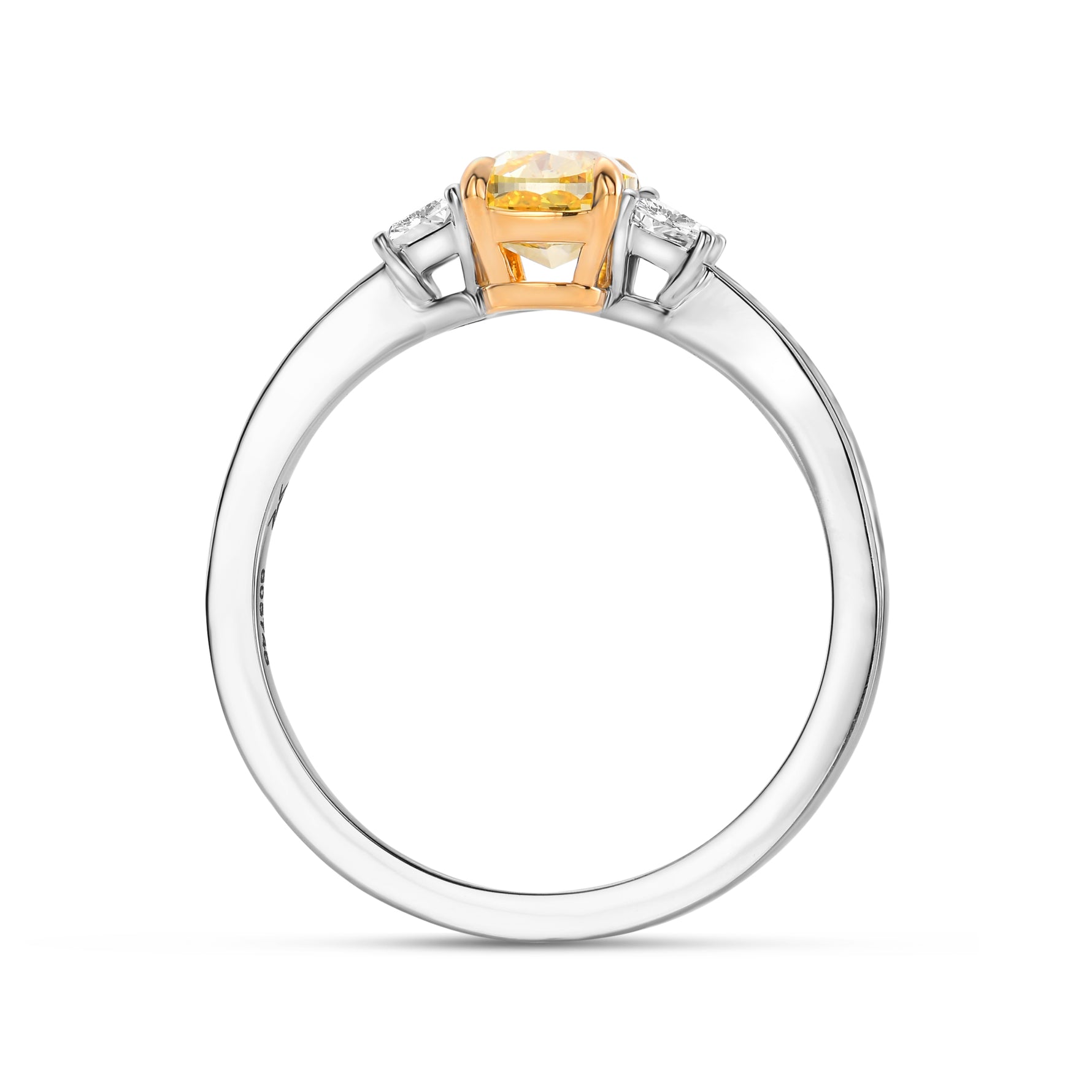 Fancy Vivid Yellow Cushion & Trapezoid Three-stone Diamond Ring