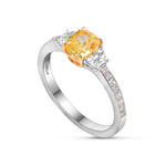 Fancy Vivid Yellow Cushion & Trapezoid Three-stone Diamond Ring