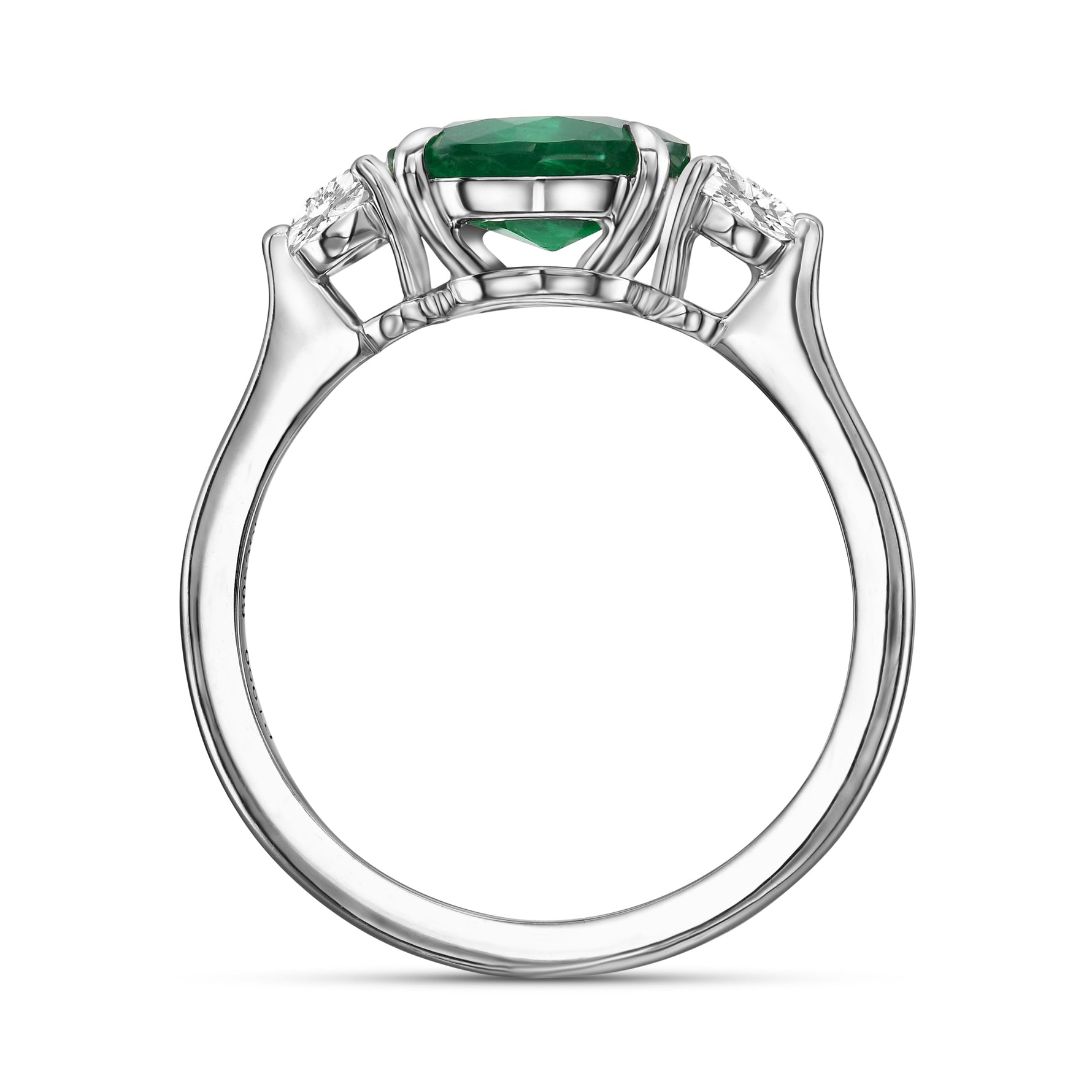 Colombian Round Emerald & Diamond Three-stone Ring
