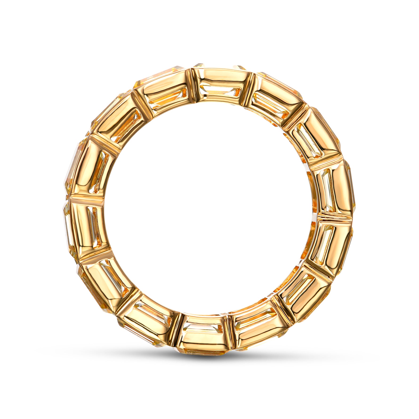 Fancy Vivid Yellow Emerald Diamond Band Ring