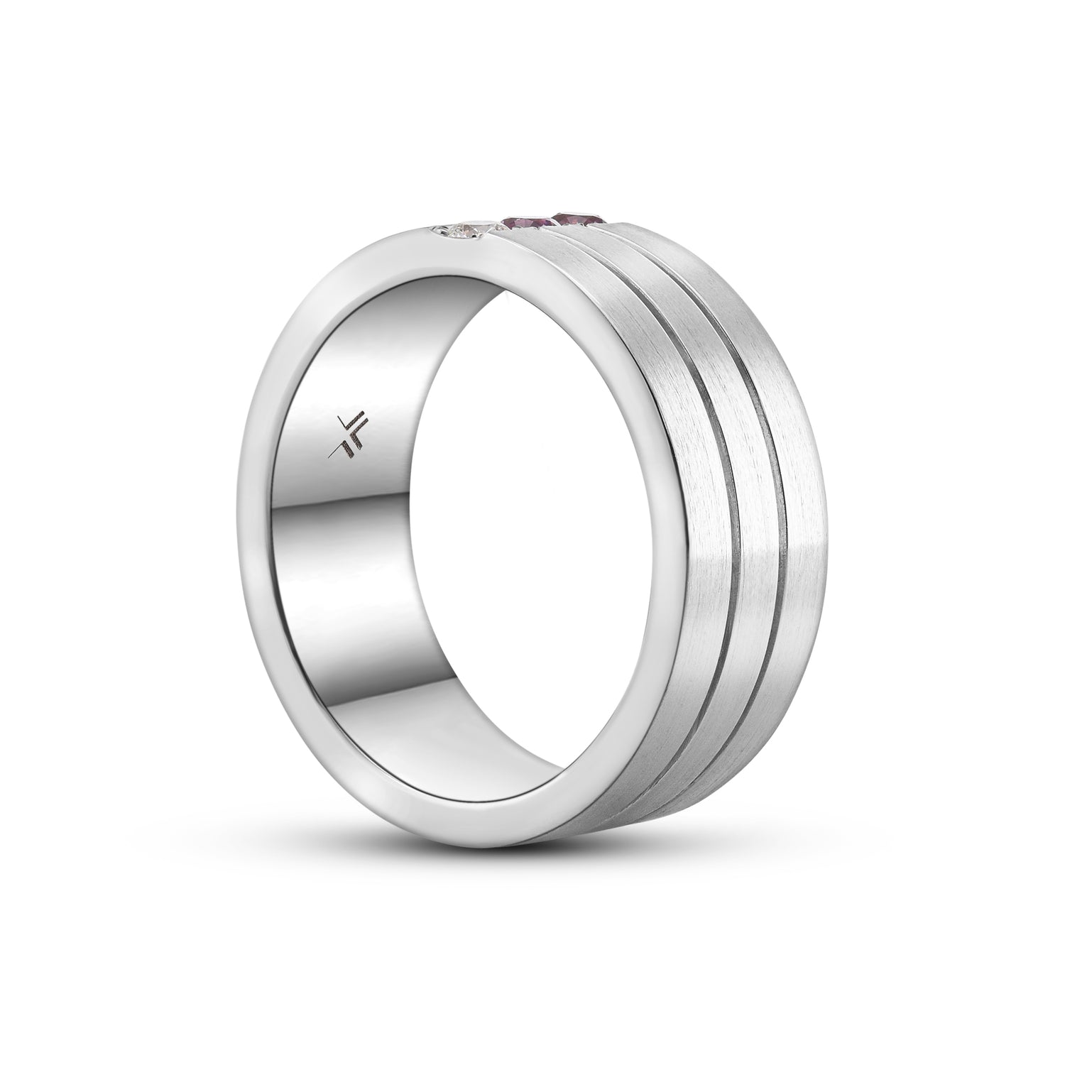 Gent's 3 Tiered Spinel & Diamond Band Ring