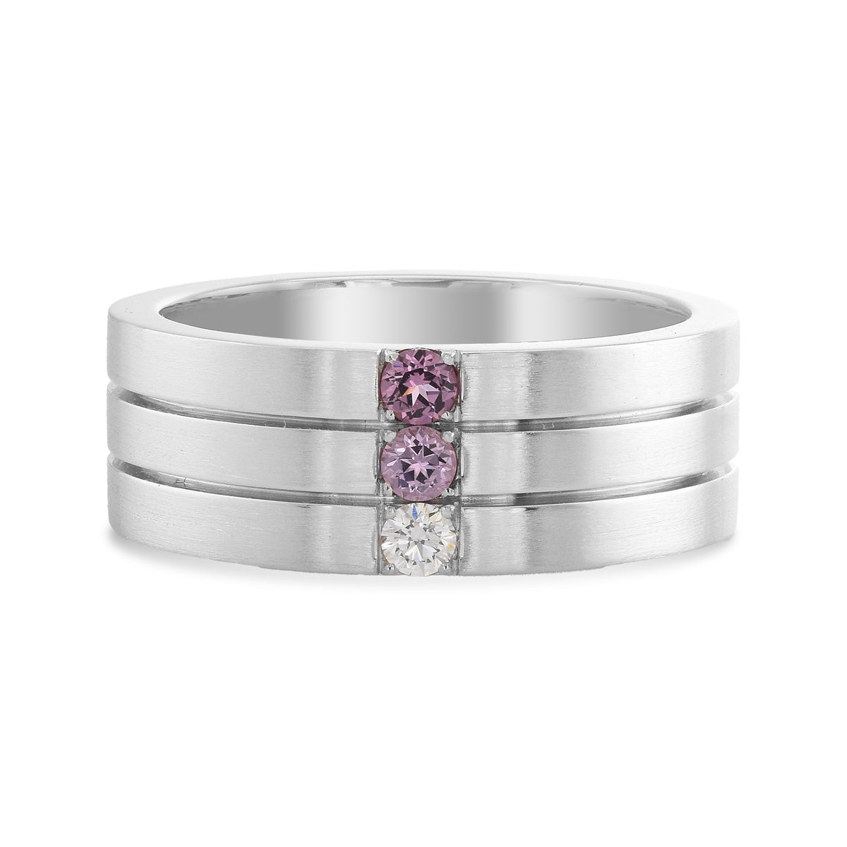 Gent's 3 Tiered Spinel & Diamond Band Ring