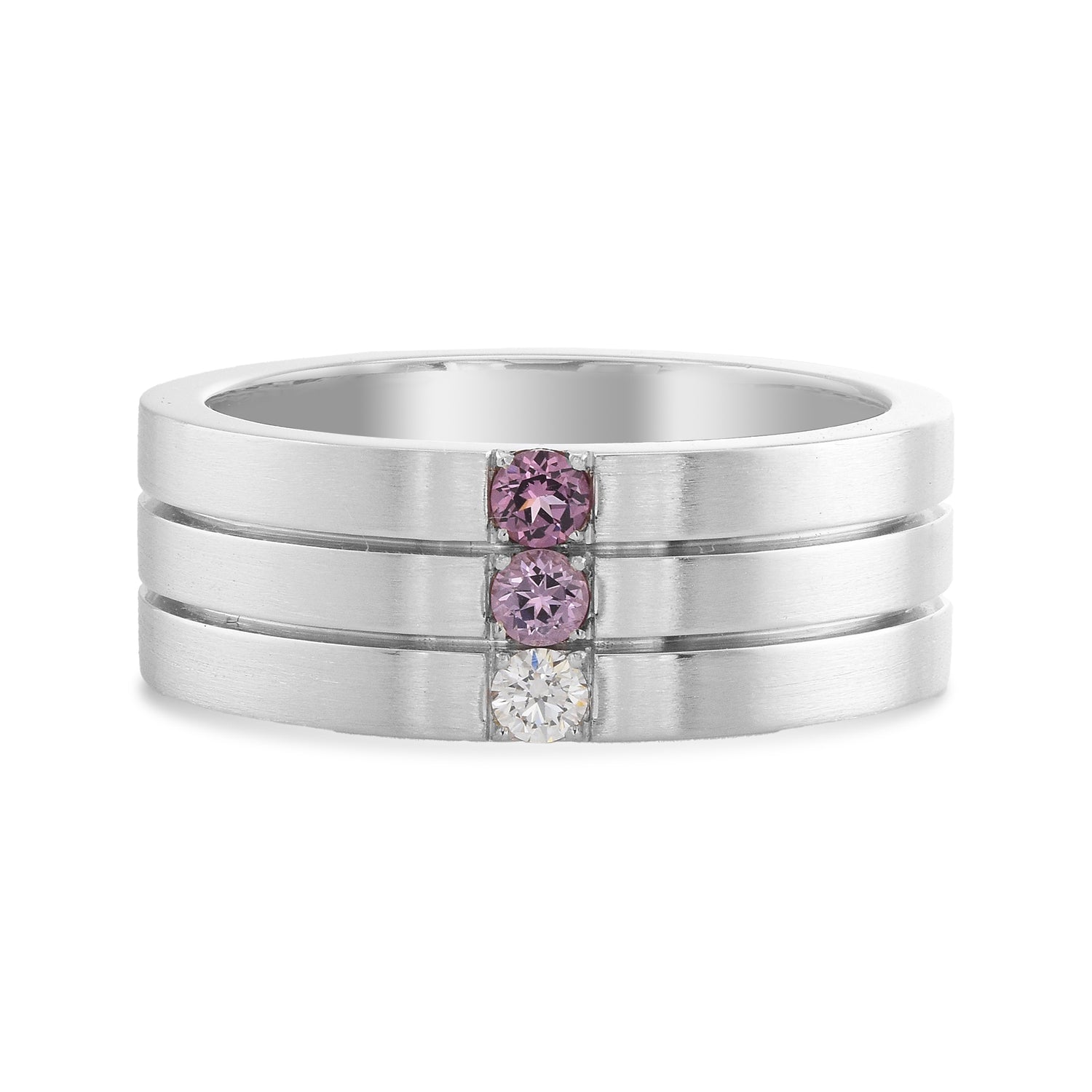 Gent's 3 Tiered Spinel & Diamond Band Ring