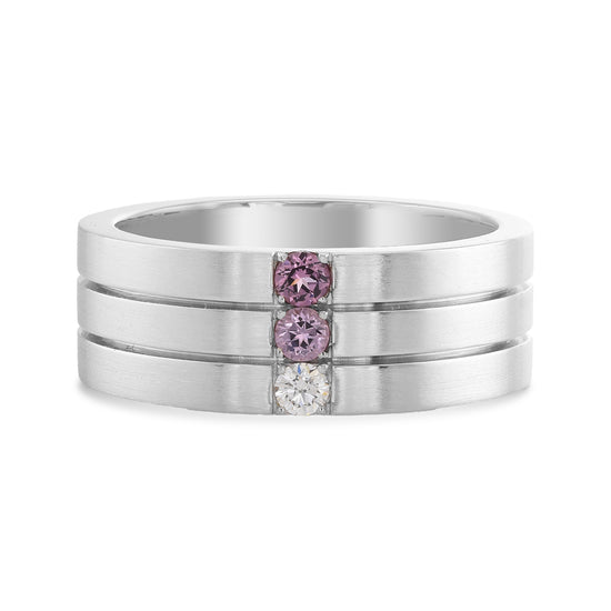 Gent's 3 Tiered Spinel & Diamond Band Ring