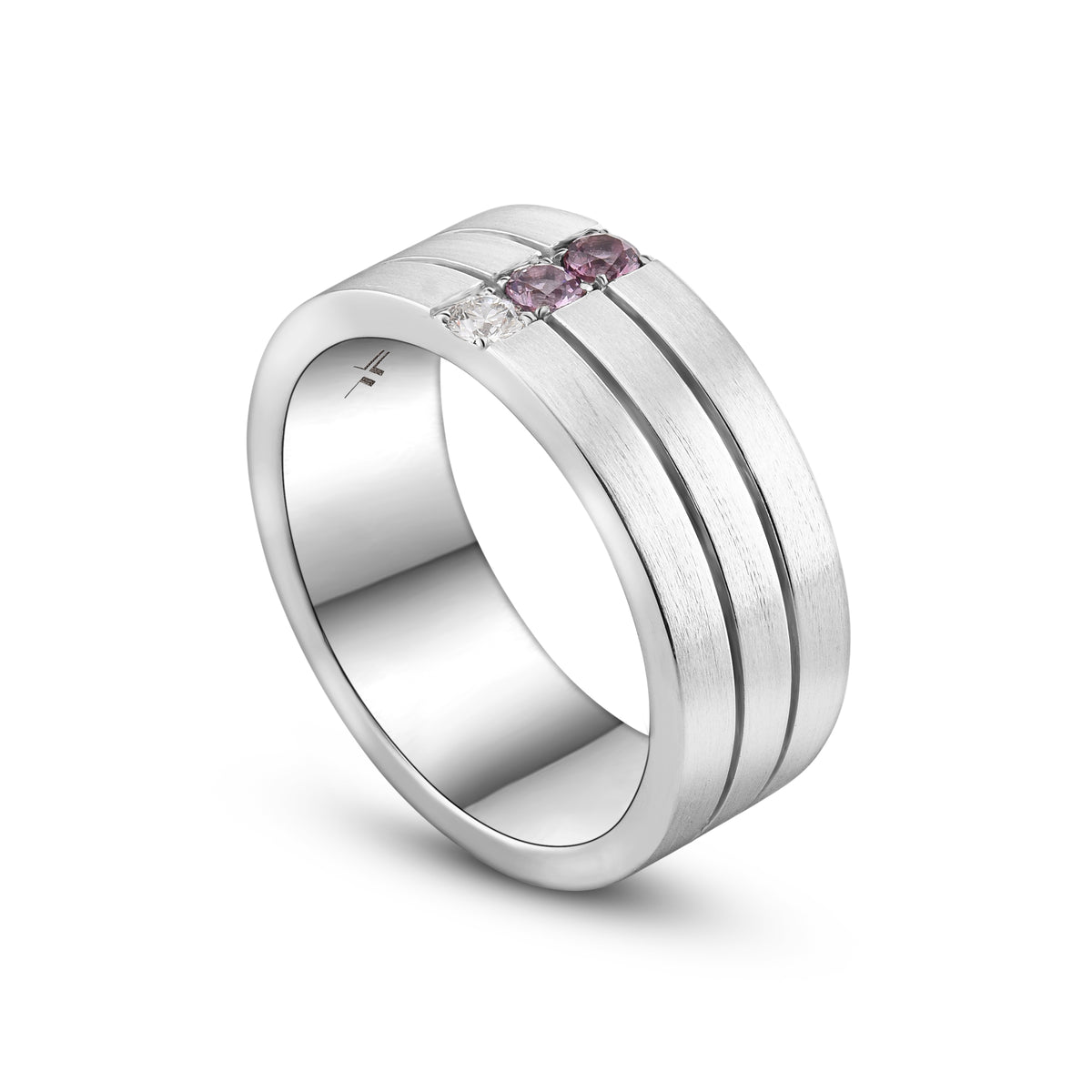 Gent's 3 Tiered Spinel & Diamond Band Ring