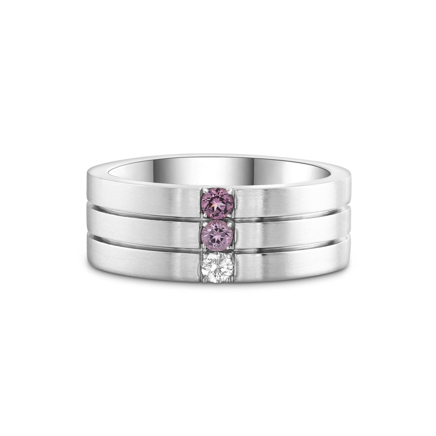Gent's 3 Tiered Spinel & Diamond Band Ring