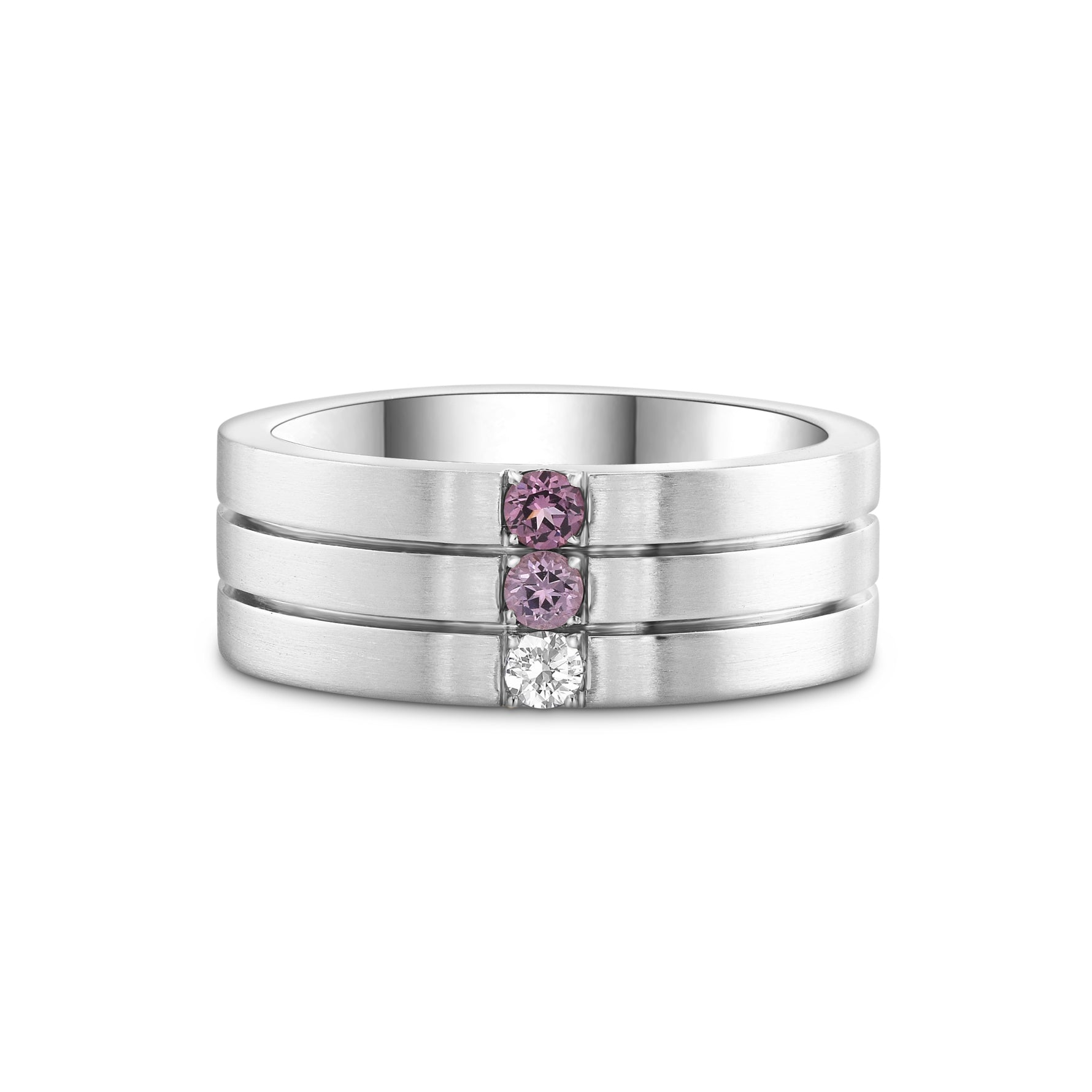 Gent's 3 Tiered Spinel & Diamond Band Ring