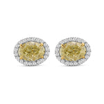 Fancy Light Yellow Oval Halo Diamond Earrings