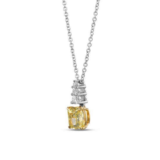 Fancy Intense Yellow and White Diamond Drop Pendant