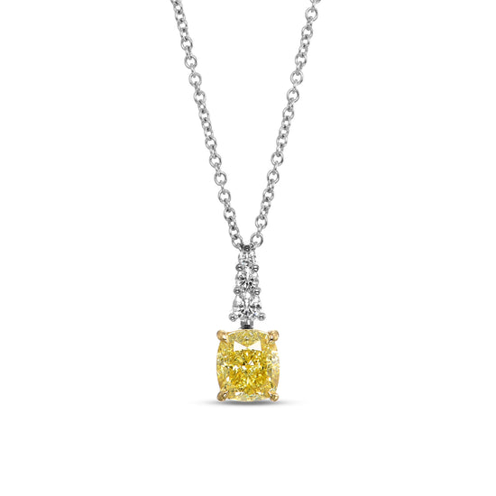 Fancy Intense Yellow and White Diamond Drop Pendant