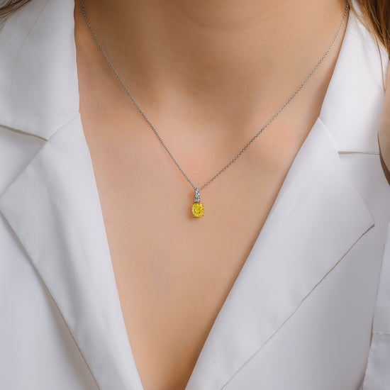 Fancy Intense Yellow and White Diamond Drop Pendant